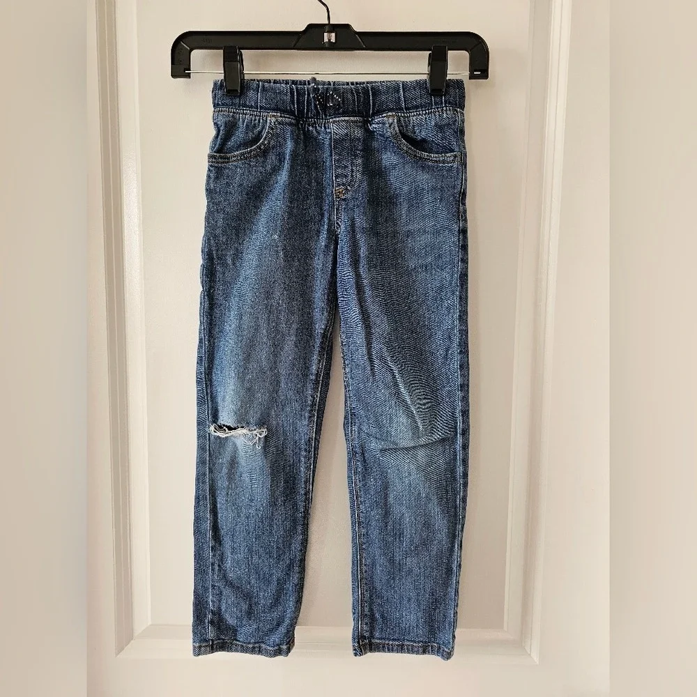 Kid's‎ sz6 Straight Fit Jeans Blue Distressed Ripped Retro Back to School